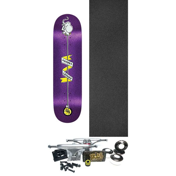 Krooked Skateboards Brad Cromer Unicycle Purple Skateboard Deck - 8.38" x 32.25" - Complete Skateboard Bundle